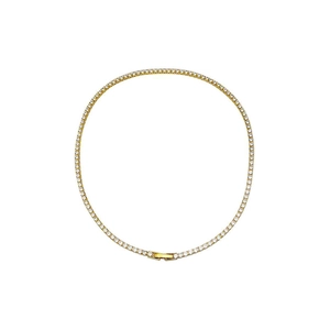 Elegant gold-plated tennis necklace with brilliant white zircon stones in a circular layout