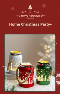 Three LED Christmas lanterns in red white and green with snowflake cutout patterns and rope handles