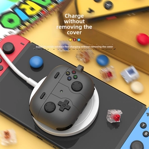 Retro game controller silicone case for AirPods Pro on a wireless charging pad