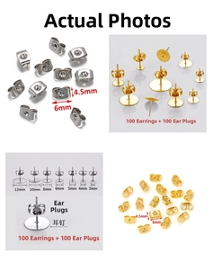 Kit bijoux DIY avec clous d'oreilles en acier inoxydable doré et argenté et fermoirs papillon