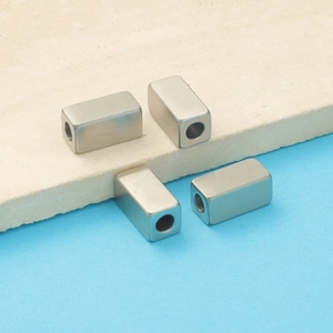 Stainless Steel Spacer Beads 3D Square Cuboid Large Hole Pendant For DIY Jewelry Making Bracelet Necklace Accessories
