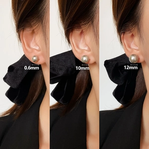 Comparaison détaillée de boucles d'oreilles perles grises en 6mm, 10mm et 12mm