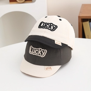 Kids quick-dry baseball cap with Lucky embroidery and contrast short brim sun protection