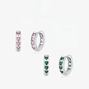 925 Sterling Silver Heart Hoop Earrings Sparkling Zircon Huggie Earring For Women Elegant Chic Jewelry