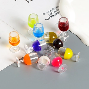 Miniature colorful resin wine glass pendants for DIY crafts and dollhouse decoration