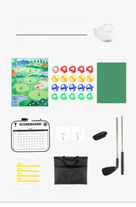 Lista detallada de accesorios para el juego de golf infantil con tapete y bolas