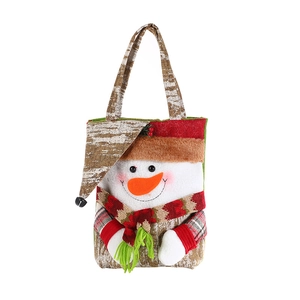 Cartoon snowman Christmas gift bag with 3D details and felt handles for holiday party candy