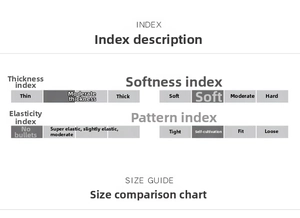 Size guide table detailing moderate thickness and slim fit for printed mini dress