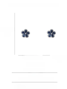 Detailed size specifications for blue zircon flower earrings with silver needle information