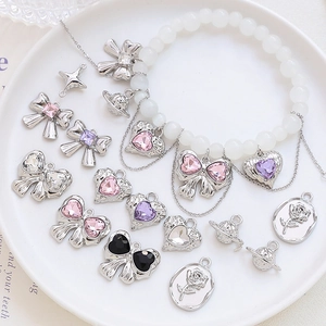 Bow Heart Saturn Planet Charms Alloy Rhinestone Pendants For DIY Jewelry Making Necklace Bracelet Earring Accessories
