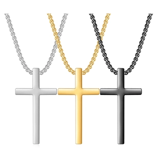 Collier Pendentif Croix en Acier Inoxydable pour Hommes Femmes Bijoux Religieux Minimalistes Or Argent Noir Crucifix