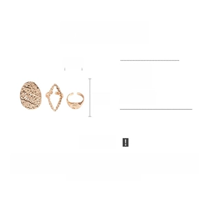 Détails de l'ensemble de 3 bagues dorées avec dimensions et poids de 14,7 grammes