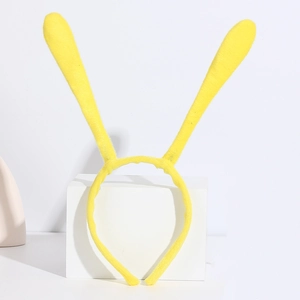 Bright yellow plush rabbit ear headband accessory for party costume and animal dressing