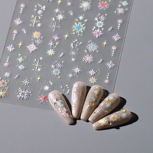 Holographic Snowflake Nail Art Stickers Ultra Thin Laser Star Decals For Winter Manicure Decoration