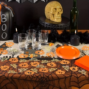 Thanksgiving pumpkin confetti and Little Pumpkin glitter sequins for party table decor