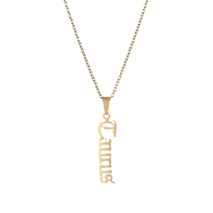 Golden stainless steel Taurus zodiac sign pendant necklace with minimalist fine link chain