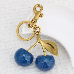 Glitzer Kirsche Schlüsselanhänger Blau Harz Zinklegierung Frucht Taschenanhänger Auto Schlüsselring Mode Accessoire
