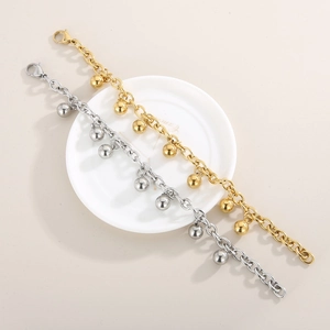 Minimalist stainless steel ball charm bracelets in gold and silver with lobster clasp