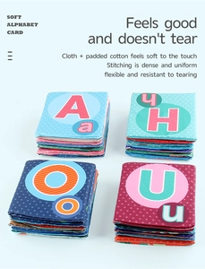 Detail of tear-resistant soft alphabet cloth cards for baby early educational learning