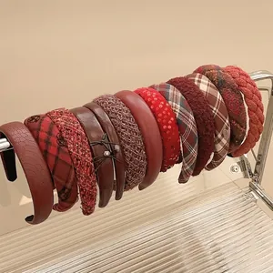 Elegant Ankela Red headband collection for women in various retro textures and fabrics