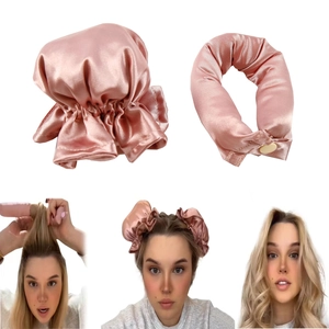 Heatless Hair Curler Satin Satin Sleeping Hair Bonnet And Ribbon Lazy Curls Overnight Hair Styling Tools For Women