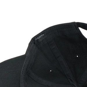 Detailed view of the 100% cotton inner sweatband and reinforced stitching of the baseball cap