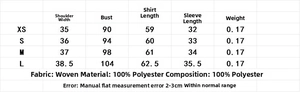 Tableau des tailles XS à L pour l'ensemble pantalon et haut brodé en mélange de lin