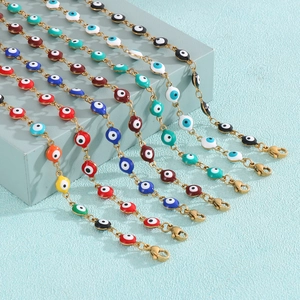 Evil Eye Armband Edelstahl 18K Vergoldet Emaille Perle Verstellbar Böhmisch Glück Schutz Schmuck Für Frauen
