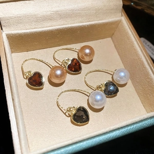 Boucles D'oreilles Élégantes Cœur Strass Künstliche Perle Crochet Vintage Plaqué Or Pour Femmes Bijoux De Mode Avec Tige En Argent