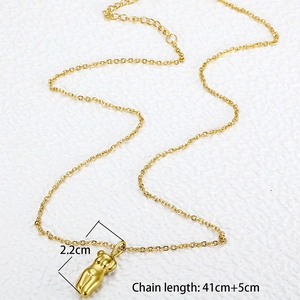 Artistic gold female torso pendant necklace in stainless steel with 41+5cm chain