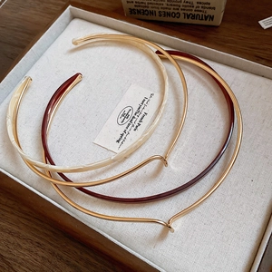Geometric Twisted Double Layer Choker Necklace Women Gold Alloy And Marble Resin Minimalist Niche Design Collar Jewelry