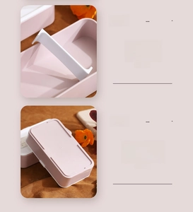 Detail view of pink lunch box with removable dividers and anti-slip raised base design
