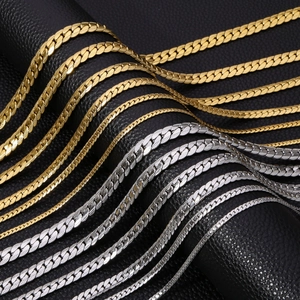 Stainless Steel Necklace Embossed NK Cuban Link Chain Textured Flat Fashion Jewelry For Men Women