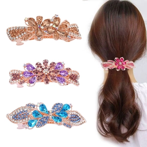 Elegant rhinestone alloy bow hair clips in multiple colors for a stylish women's look