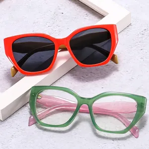 Vintage Cat Eye Sunglasses For Women Oversized Thick PC Frame UV400 Protection Fashion Trendy Retro Eyewear