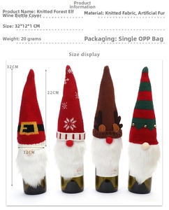 Dimensions et spécifications pour le cache-bouteille de vin nain de Noël tricoté