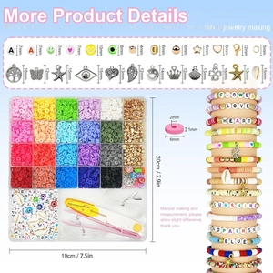 Detailansicht des 24-Farben-Polymer-Ton-Perlensets mit Anhängern für DIY-Schmuck
