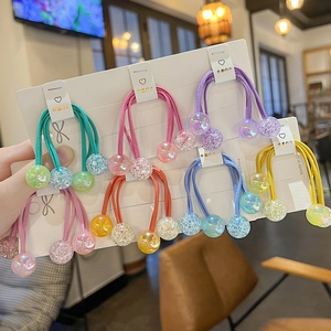 Korean Candy Color Burst Ball Hair Ties Acrylic Iridescent Glitter Elastic Hair Ropes For Girls Ponytail Cute Hair Accessories