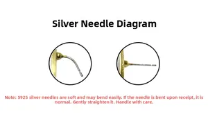 Dettaglio dei perni in argento sterling S925 che mostrano il materiale flessibile per orecchini