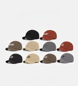 Detail view of multi-color quick-dry baseball caps with premium embroidery designs