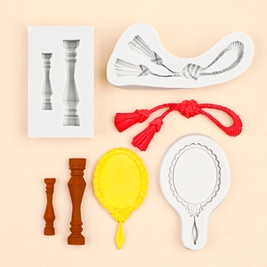 Moule Silicone Miroir Baroque Gland Colonne Romaine Décoration Gâteau Fondant Artisanat Résine DIY Outil Argile Flexible