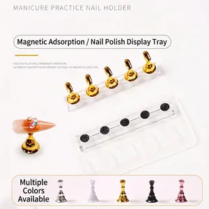 Japanese style magnetic nail art practice stand with acrylic base and five multicolor tips