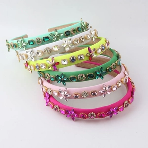 Luxury Rhinestone Floral Padded Headband For Women Korean Style Fashion Sparkling Crystal Hairband Elegant Fabric Wrapped Hair Accessories