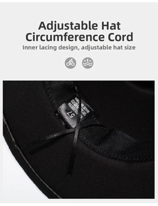 Detail of the adjustable inner drawstring and fabric label inside the black felt hat