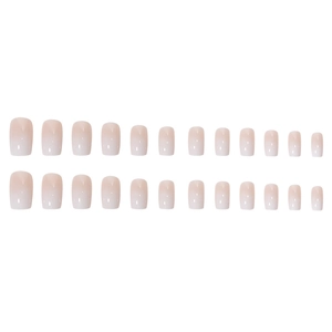 Short square ombre press-on nails in nude pink and milky white gradient set of 24 pieces