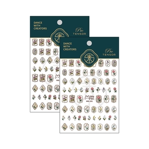 5D stereoscopic floral nail stickers with vintage flower patterns and botanical designs