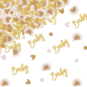 Boho Baby Shower confetti set with gold glitter Baby letters and rainbow table decorations