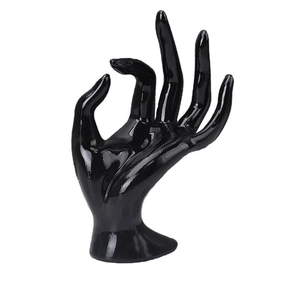 Glossy black OK hand gesture jewelry display stand for rings and bracelets display