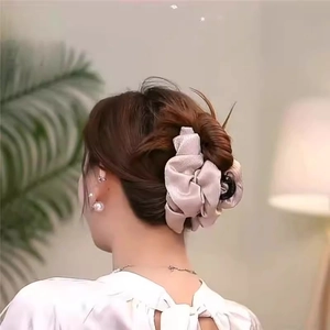 Champagne silk cloud hair claw clip for elegant bun hairstyles on back of head