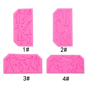 Sports Athlete Silhouette Silicone Molds For Fondant Chocolate Cake Decorating Soccer Golf Baseball Football Player Shapes